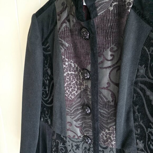 Chico's Women Long Black Dressy Patch Coat size 0 - Picture 3 of 4